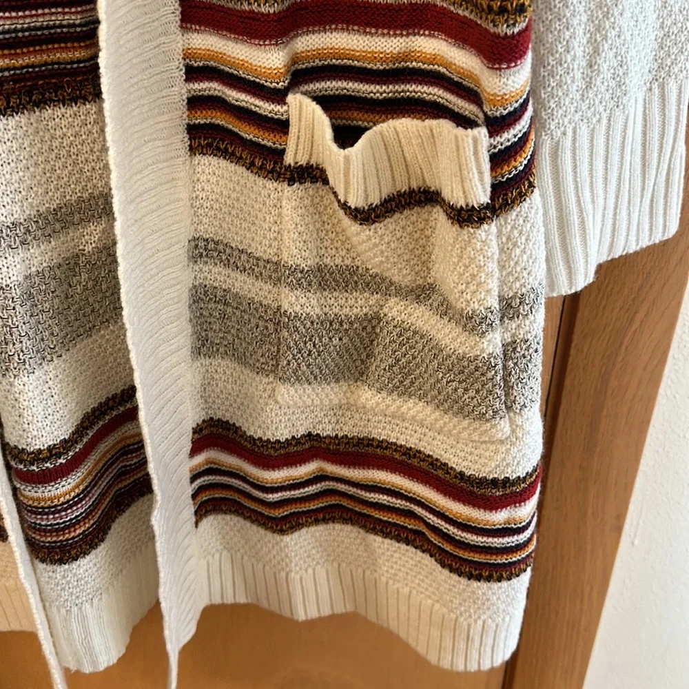 Torrid Ivory Stripe Shawl Knit Cardigan Sweater Open Front Pockets Plus Size 1